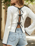 Tie Front Long Sleeve Stretch Tee