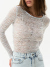 Sheer Crew Neck Slim Long Sleeve Top