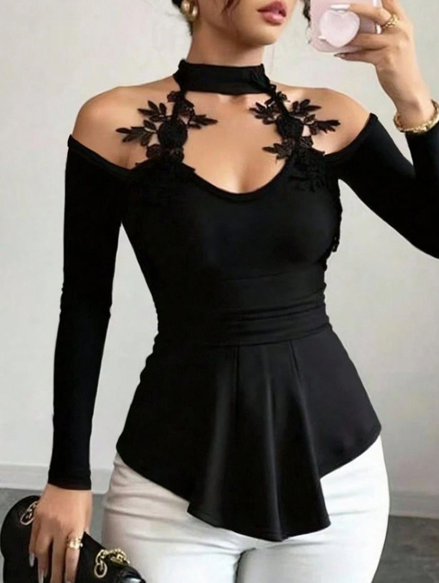 Cutout Off Shoulder Slim Fit Top