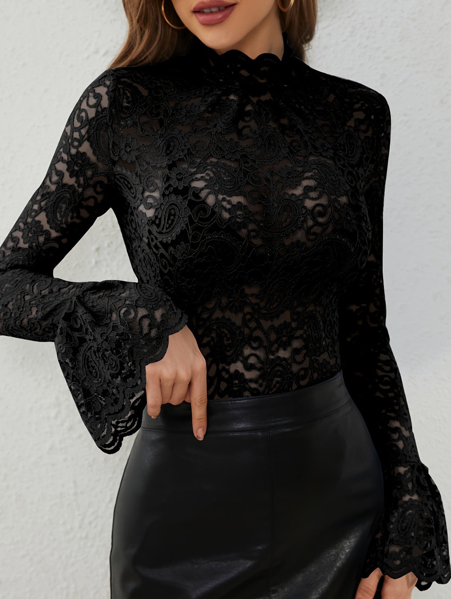 Paisley Lace Flare Sleeve Top