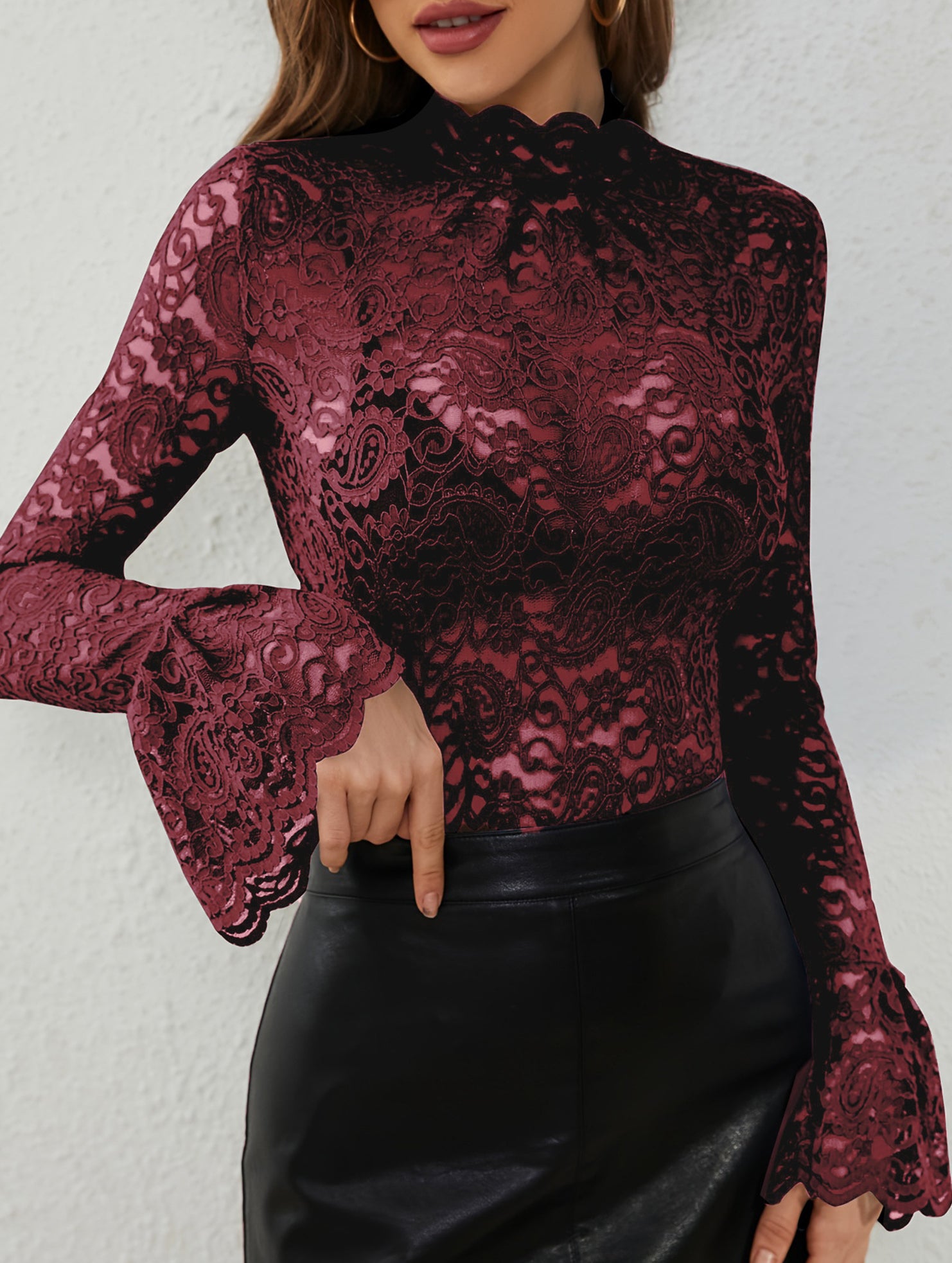 Paisley Lace Flare Sleeve Top