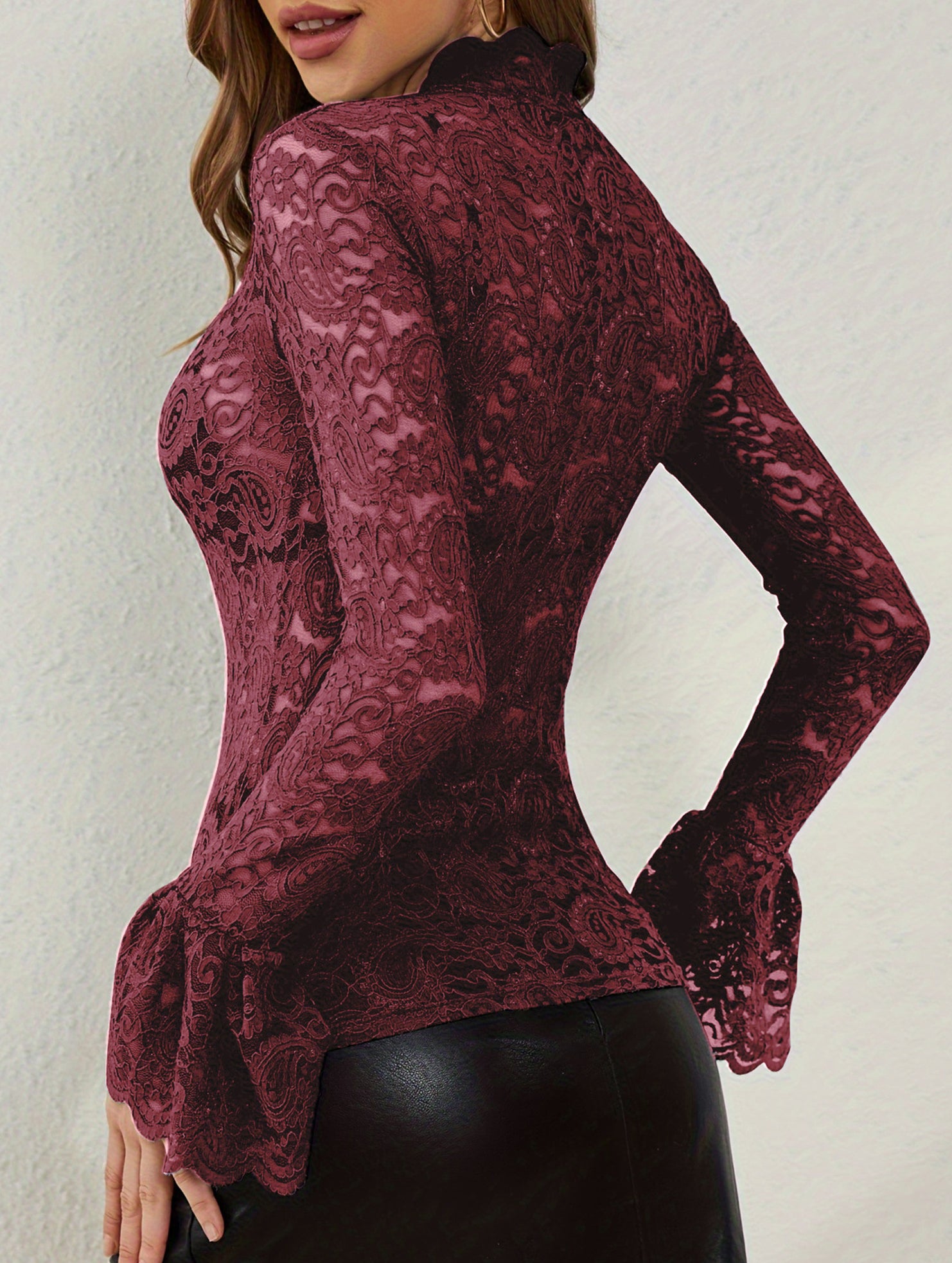 Paisley Lace Flare Sleeve Top