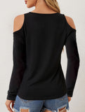 Lace V Neck Cutout Sleeve Top