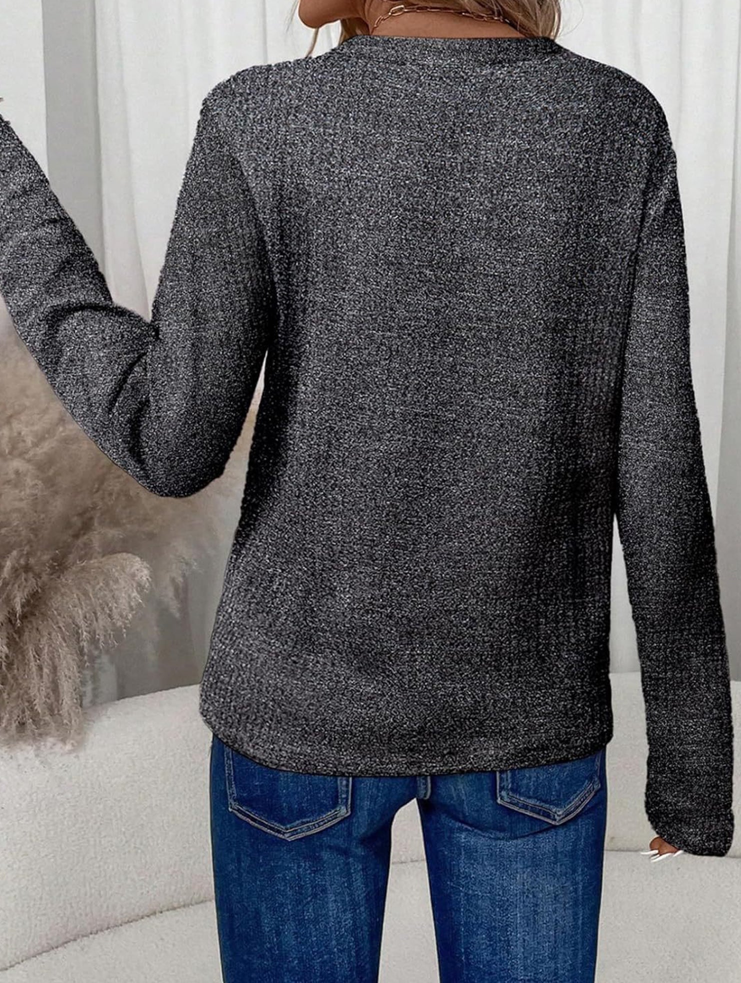 V Neck Pullover Long Sleeve Tee