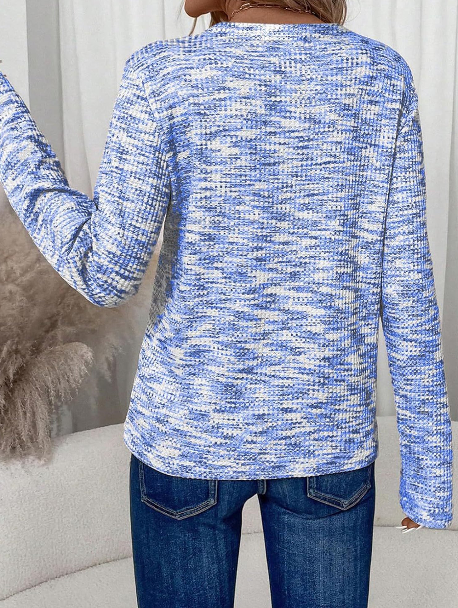 V Neck Pullover Long Sleeve Tee