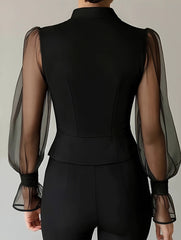 Tie Neck Puff Sleeve Blouse