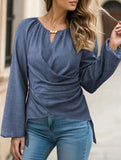 Tie Hem Irregular Long Sleeve Tee