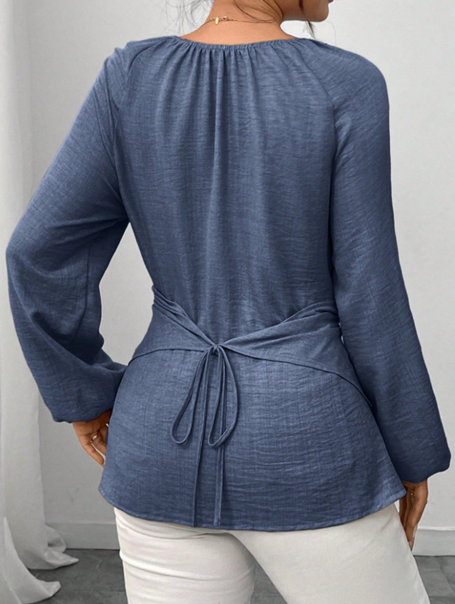 Tie Hem Irregular Long Sleeve Tee