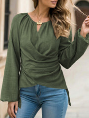 Tie Hem Irregular Long Sleeve Tee
