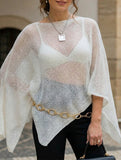 White One Shoulder Sheer Knit Top_CWTTL01273