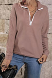 ZIP UP NECK CASUAL TOP