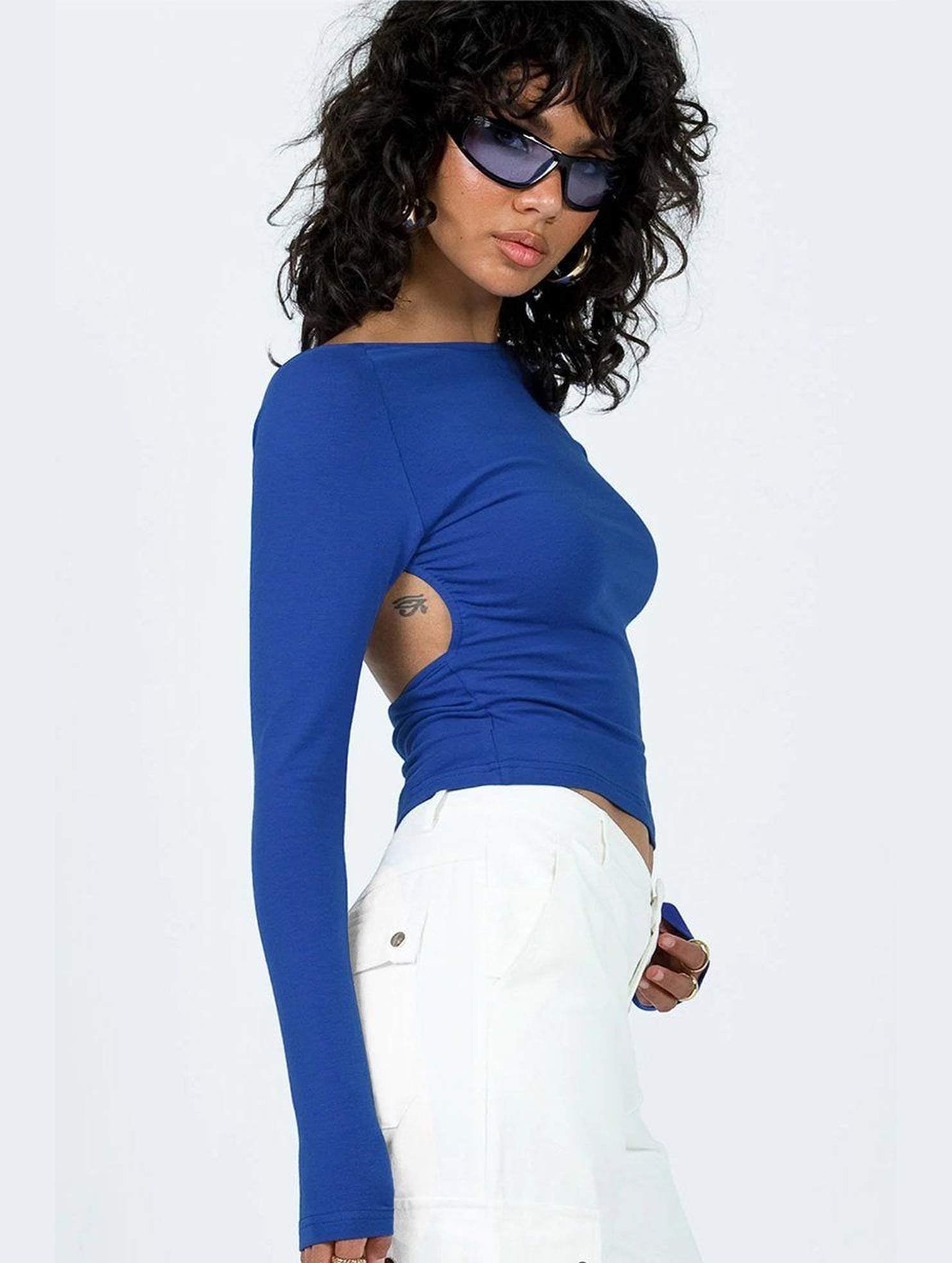 Women Long Sleeve Backless Tight T Shirt_Cwttl0933