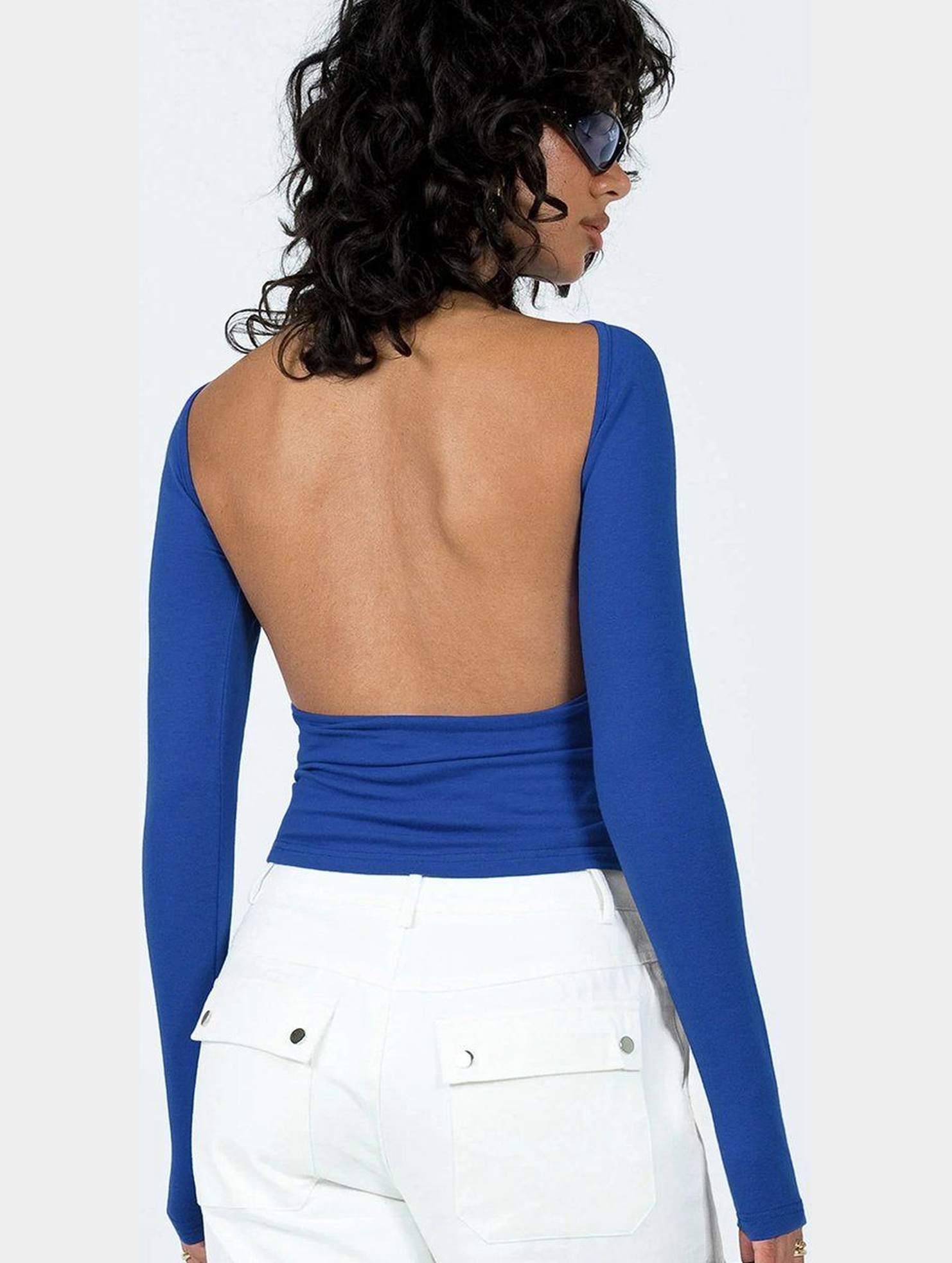 Women Long Sleeve Backless Tight T Shirt_Cwttl0933