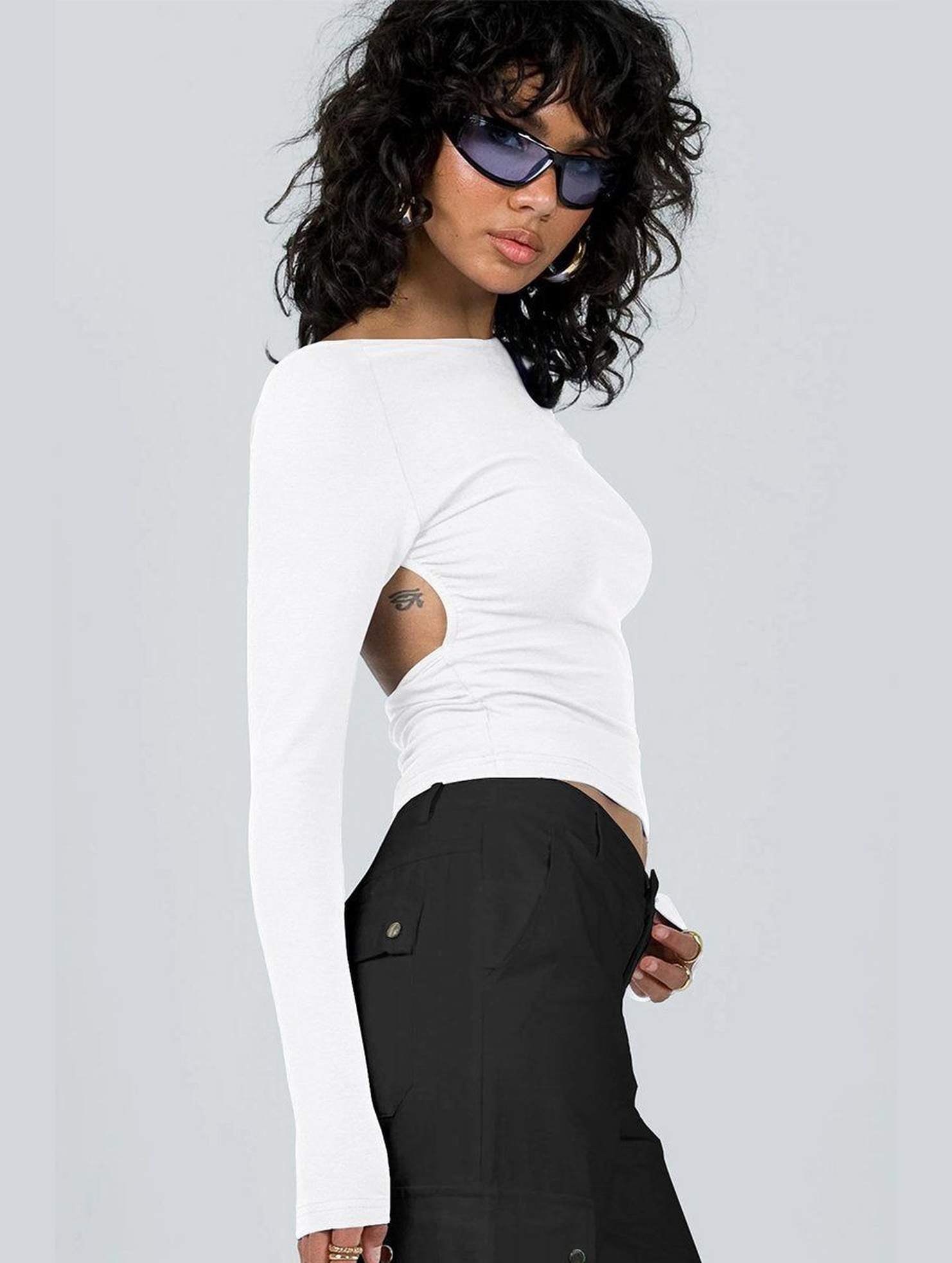 Women Long Sleeve Backless Tight T Shirt_Cwttl0933