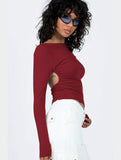 Women Long Sleeve Backless Tight T Shirt_Cwttl0933