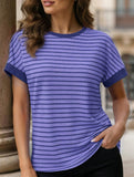 Crew Neck Patchwork Short Sleeve T Shirt