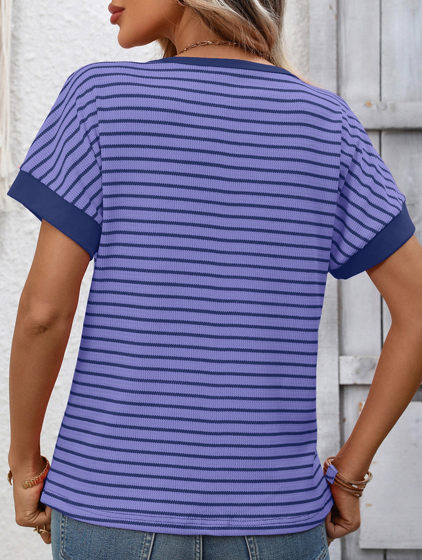 Crew Neck Patchwork Short Sleeve T Shirt