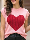 Contrast Heart Loose Knit Sweater