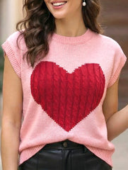 Contrast Heart Loose Knit Sweater