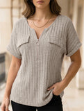Plus Size Ribbed V Neck Knit Top