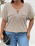 Plus Size Ribbed V Neck Knit Top