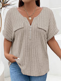 Plus Size Ribbed V Neck Knit Top