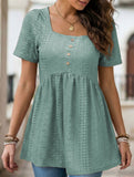 Square Neck Button Loose Tee
