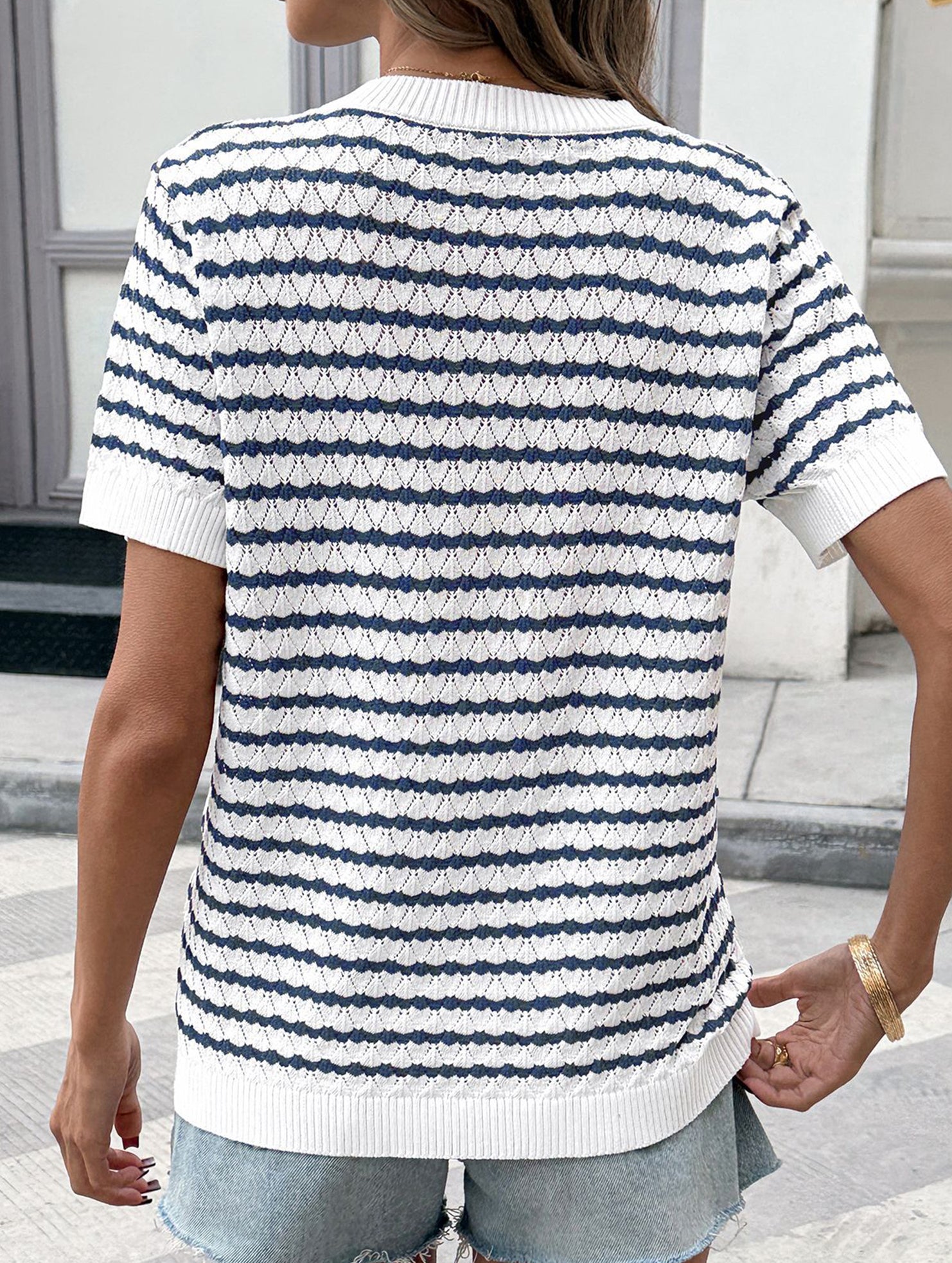 Button Half Placket Knit Top