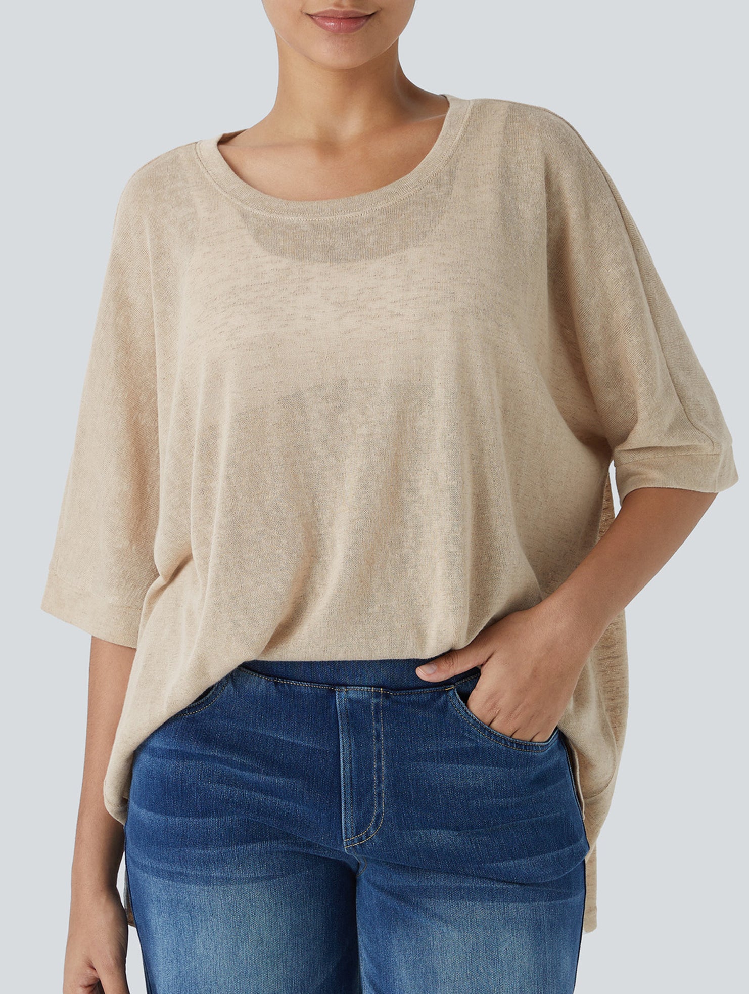 Oversized Knit Crew Neck Tee