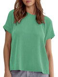 Ribbed Knit Crew Neck Tee