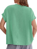 Ribbed Knit Crew Neck Tee