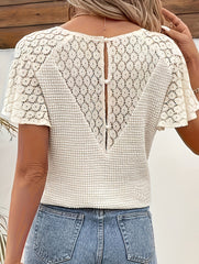 V Neck Lace Knit Top