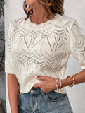 French Crochet Short Sleeve Knit Top