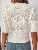 French Crochet Short Sleeve Knit Top