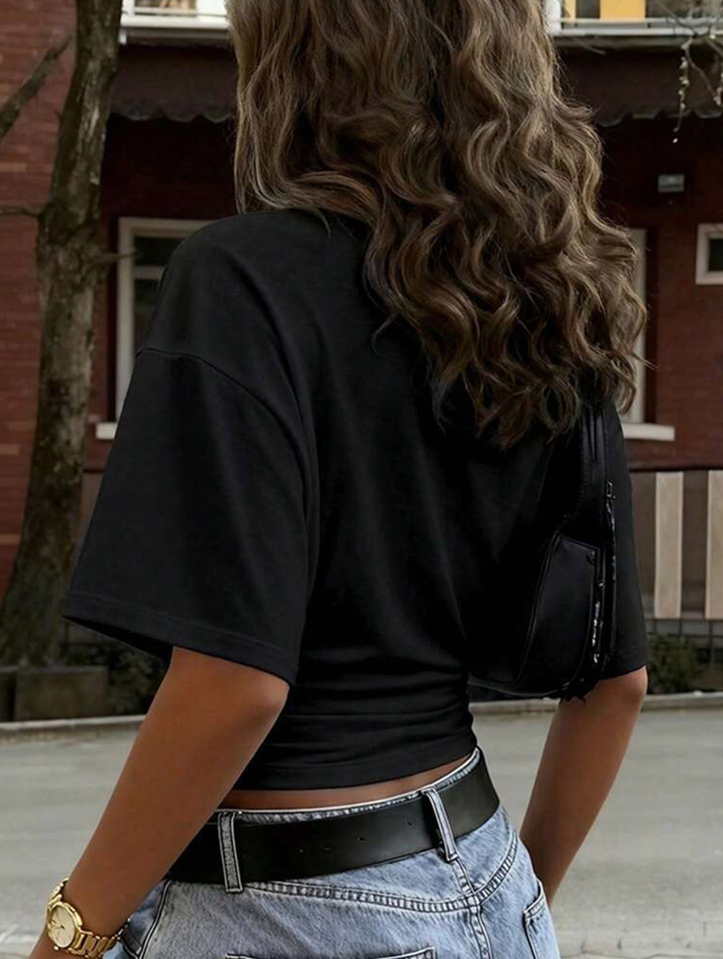 Ruched Waist Slim Short Sleeve Top