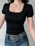 Backless Tie U Neck Slim Tee