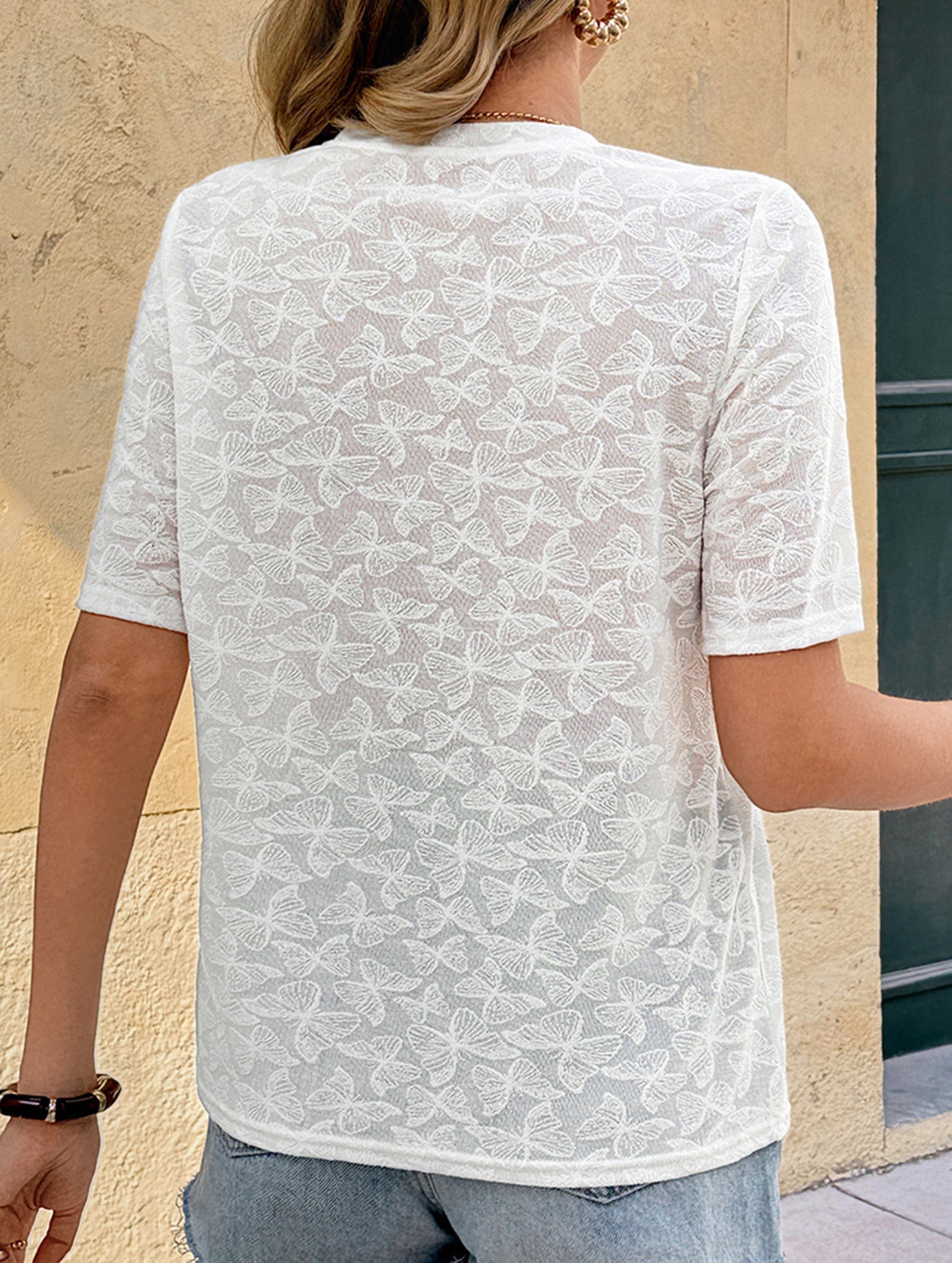 Textured Bow Jacquard Tee