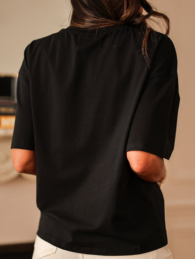 Embroidery Ruched Short Sleeve Tee