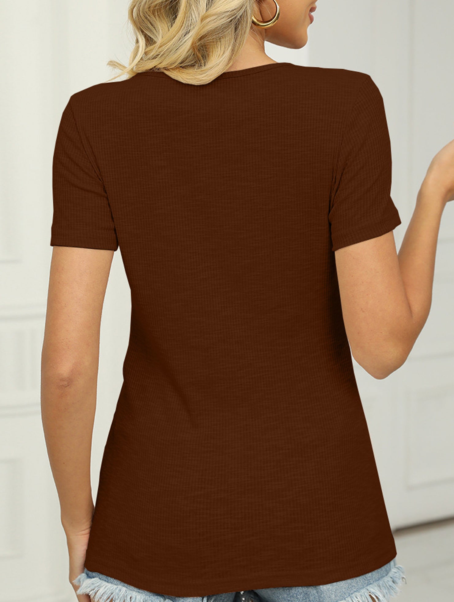 V Neck Tie Short Sleeve Tee