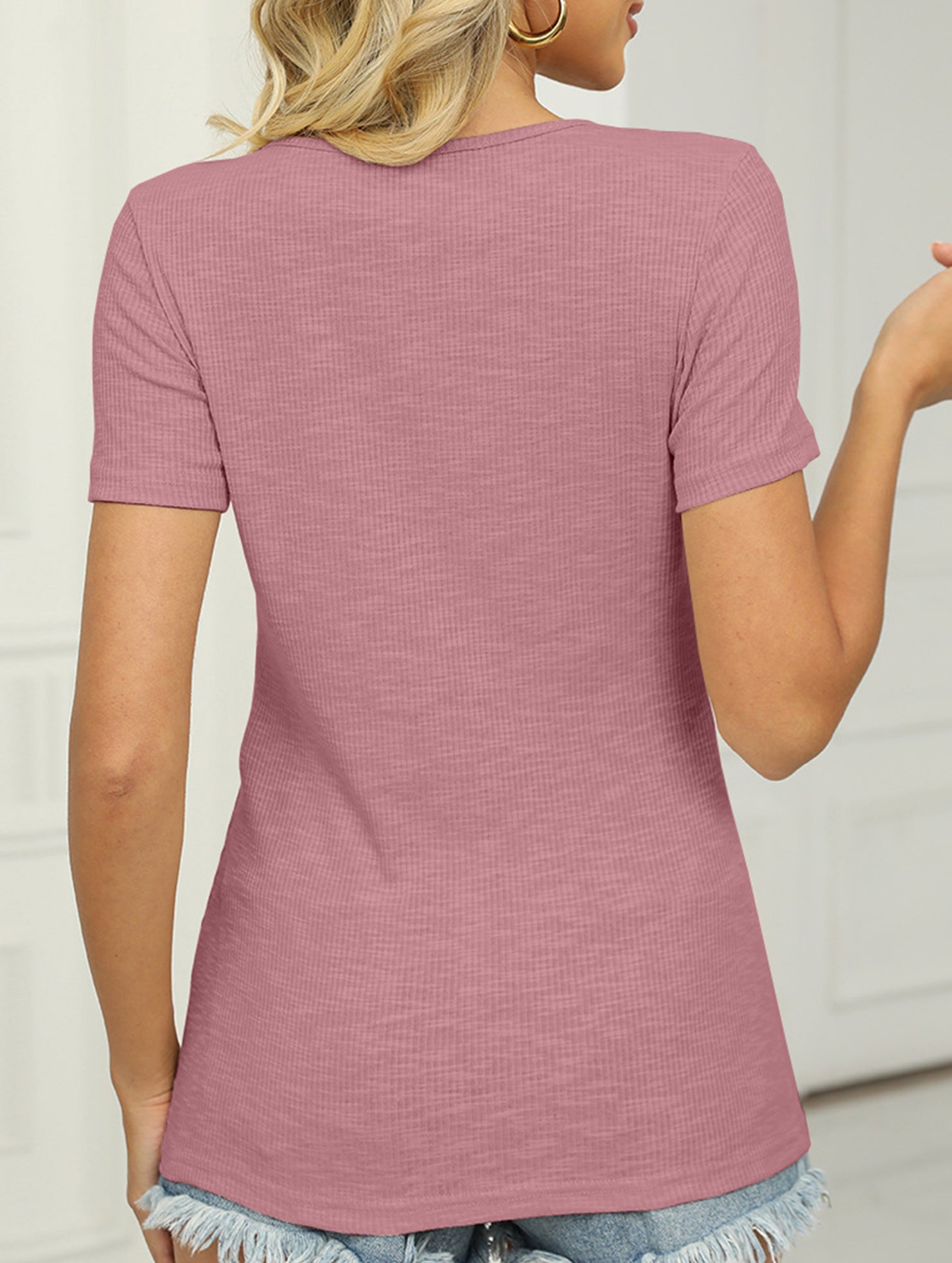 V Neck Tie Short Sleeve Tee