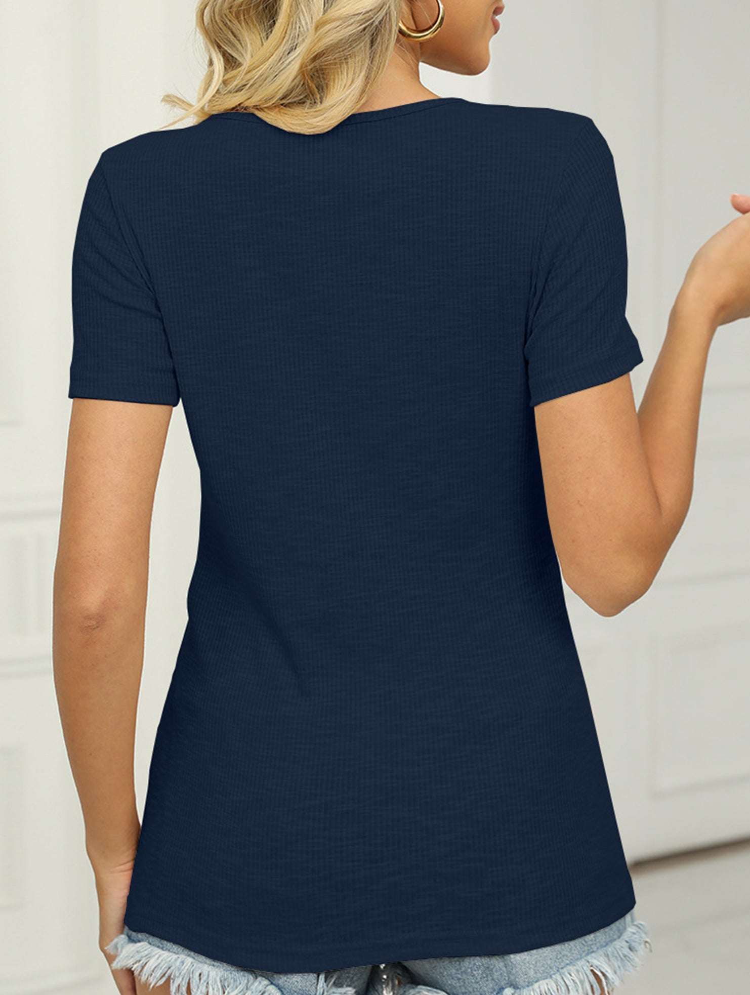 V Neck Tie Short Sleeve Tee