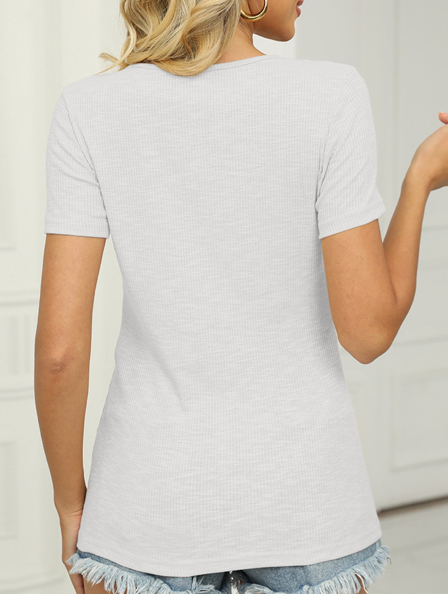 V Neck Tie Short Sleeve Tee