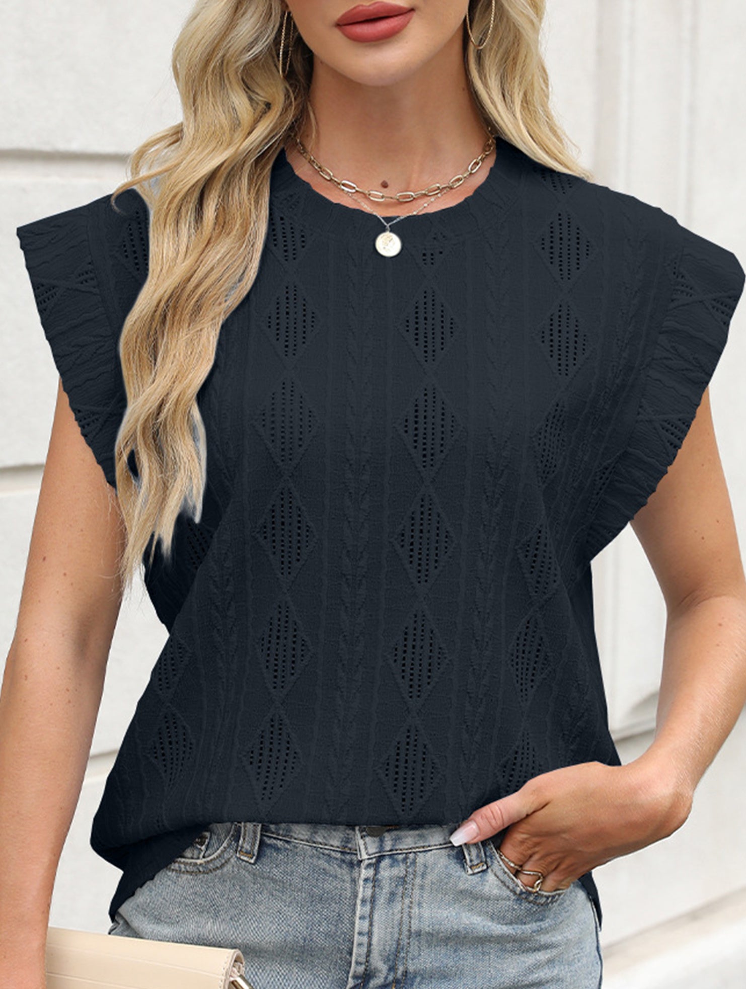 Jacquard Crewneck Loose Tee