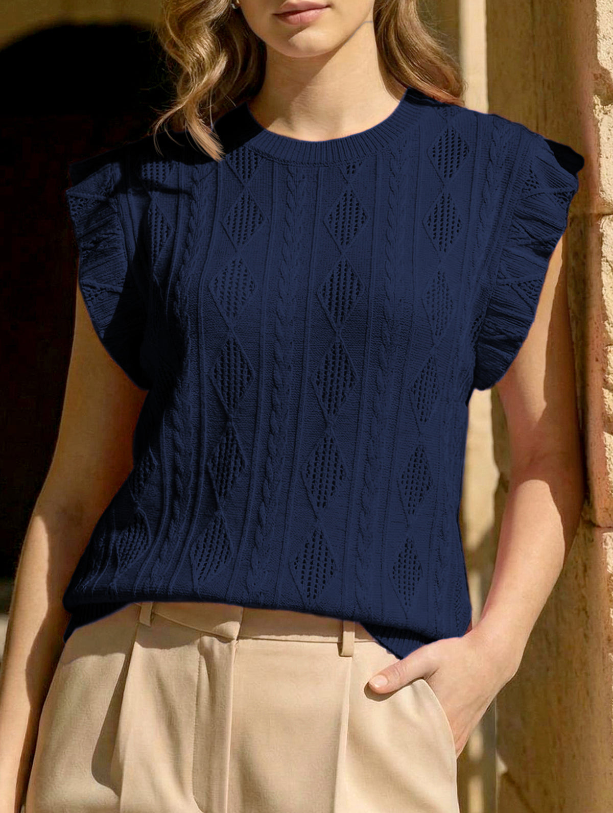 Jacquard Crewneck Loose Tee