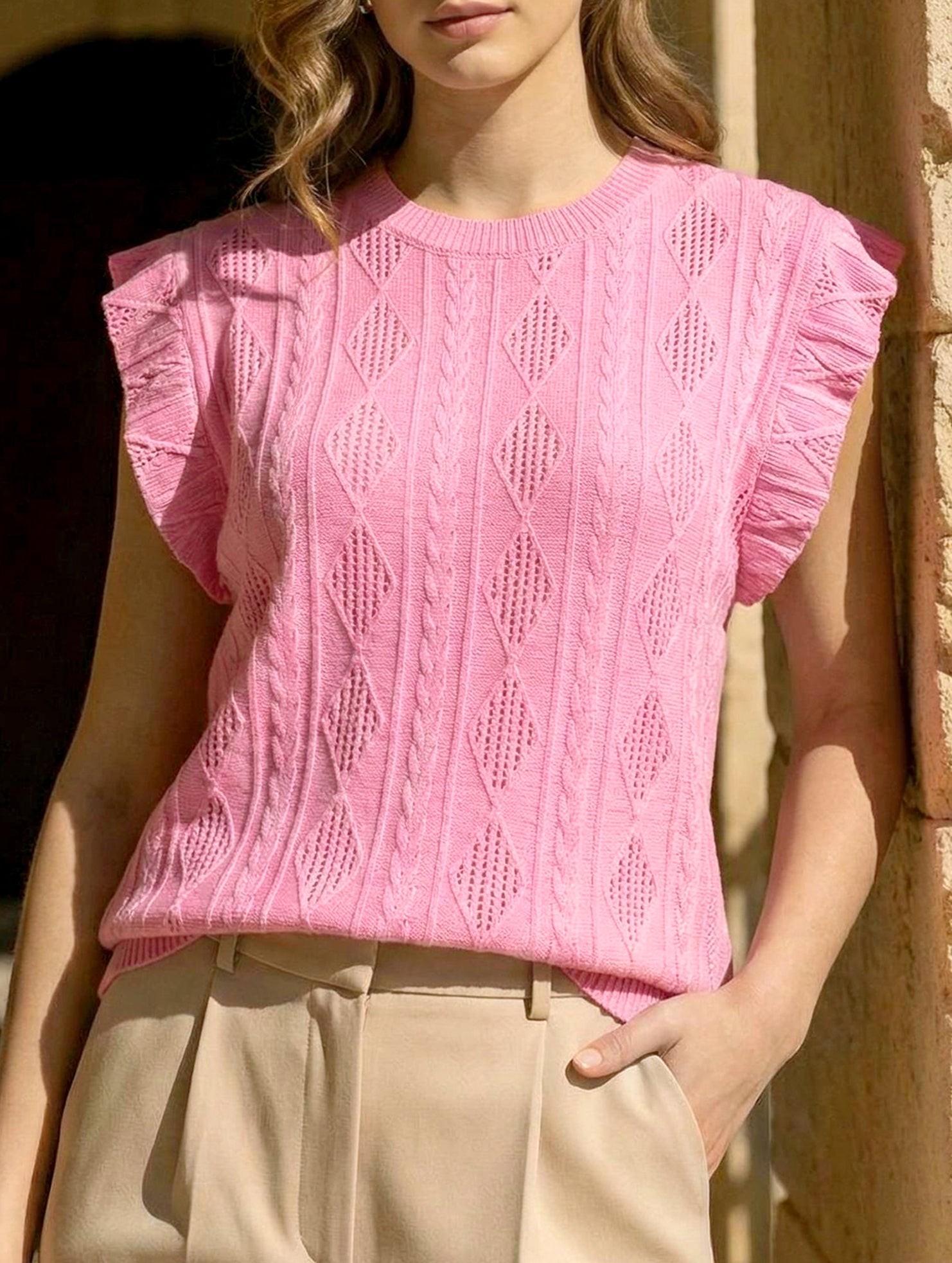 Jacquard Crewneck Loose Tee