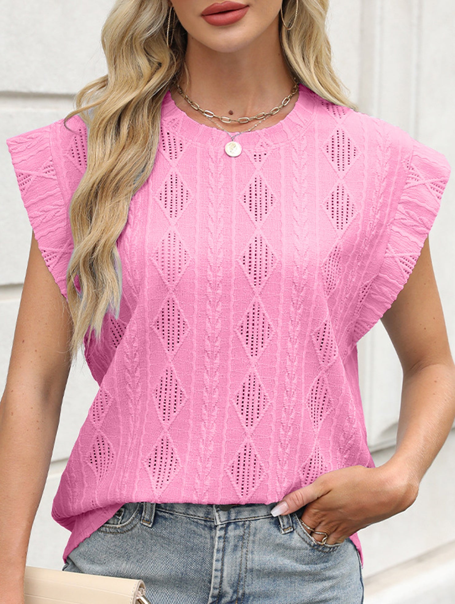 Jacquard Crewneck Loose Tee