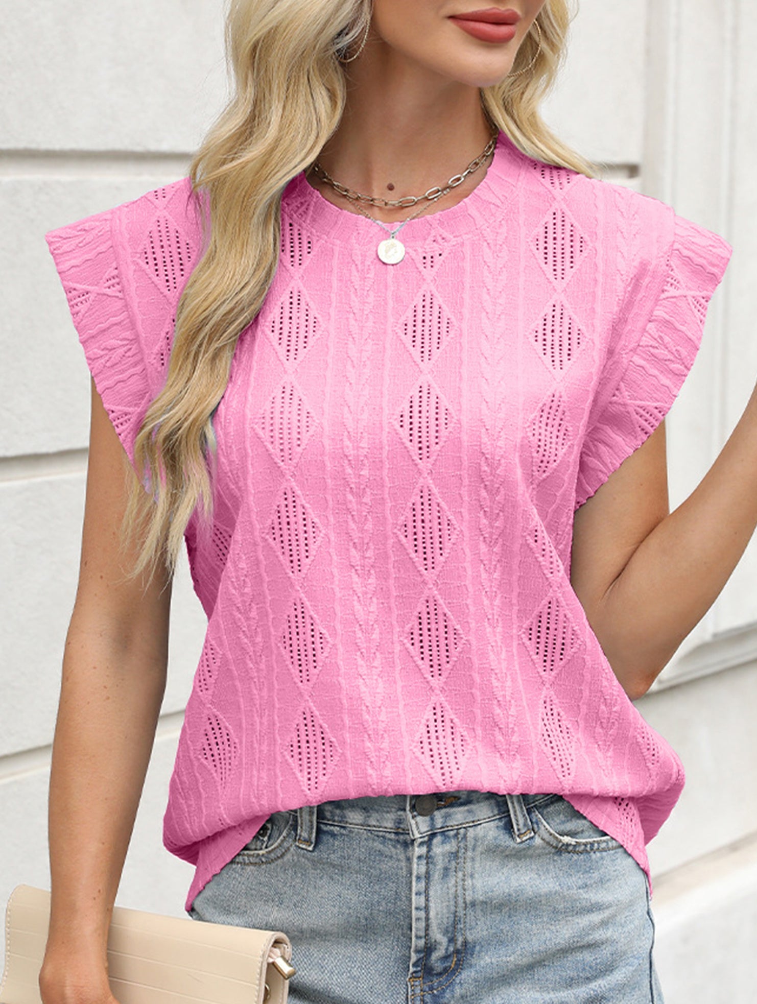 Jacquard Crewneck Loose Tee