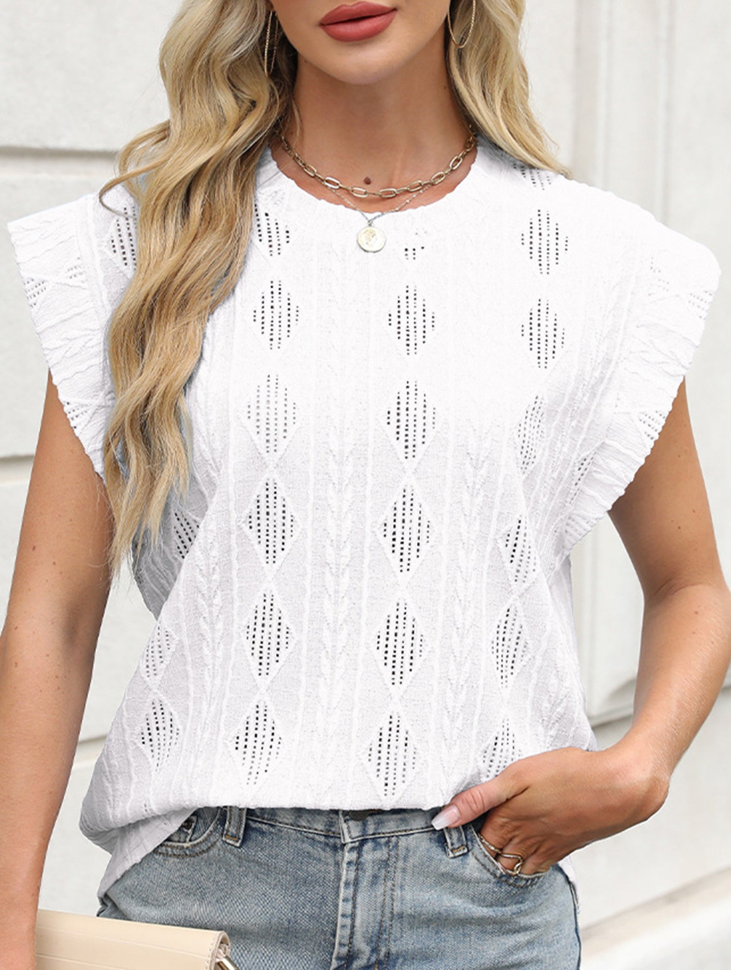 Jacquard Crewneck Loose Tee