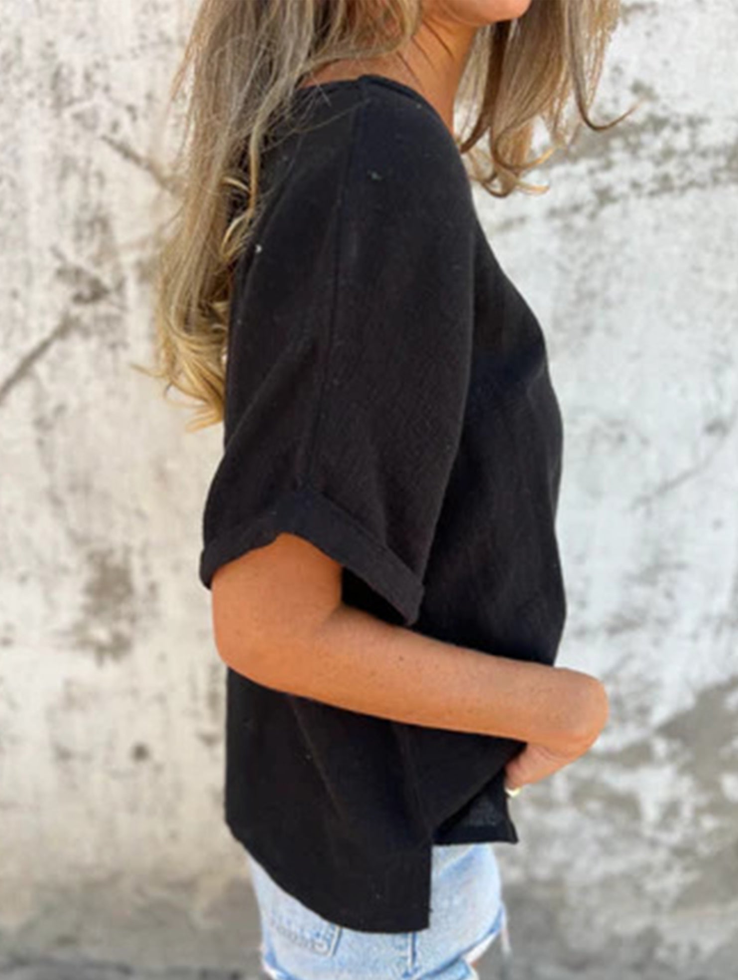 Solid Crewneck Short Sleeve Tee
