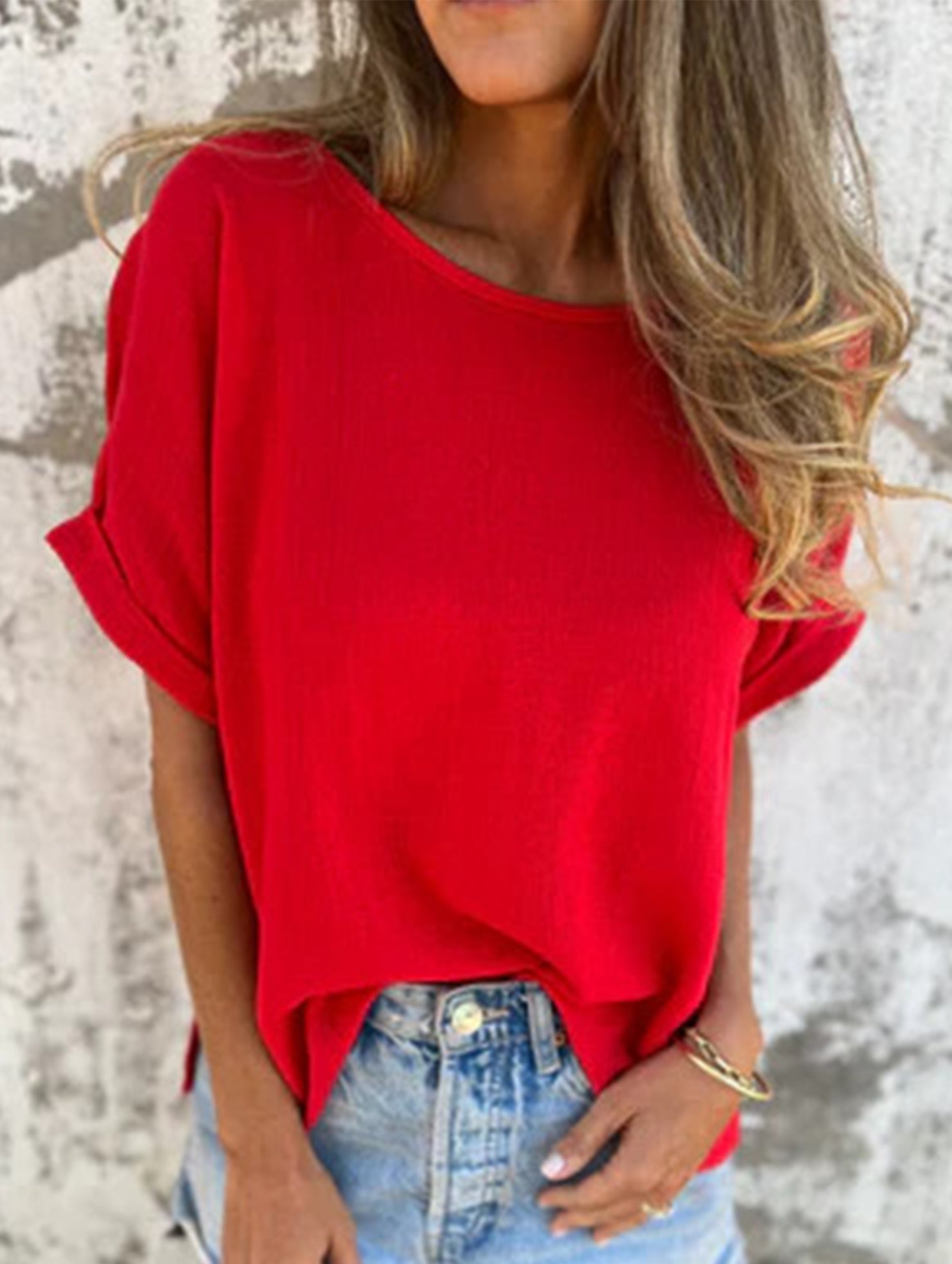 Solid Crewneck Short Sleeve Tee